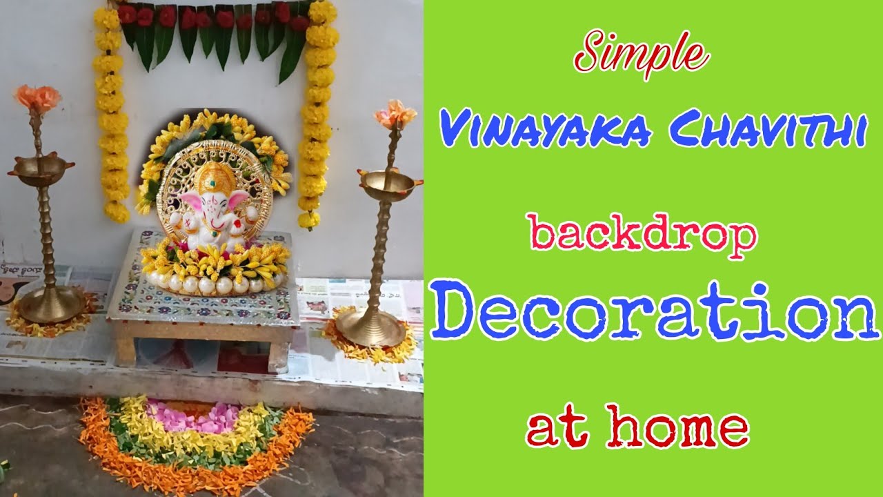 vinayaka-chavithi-decoration-at-home-flowers-mango-leaves
