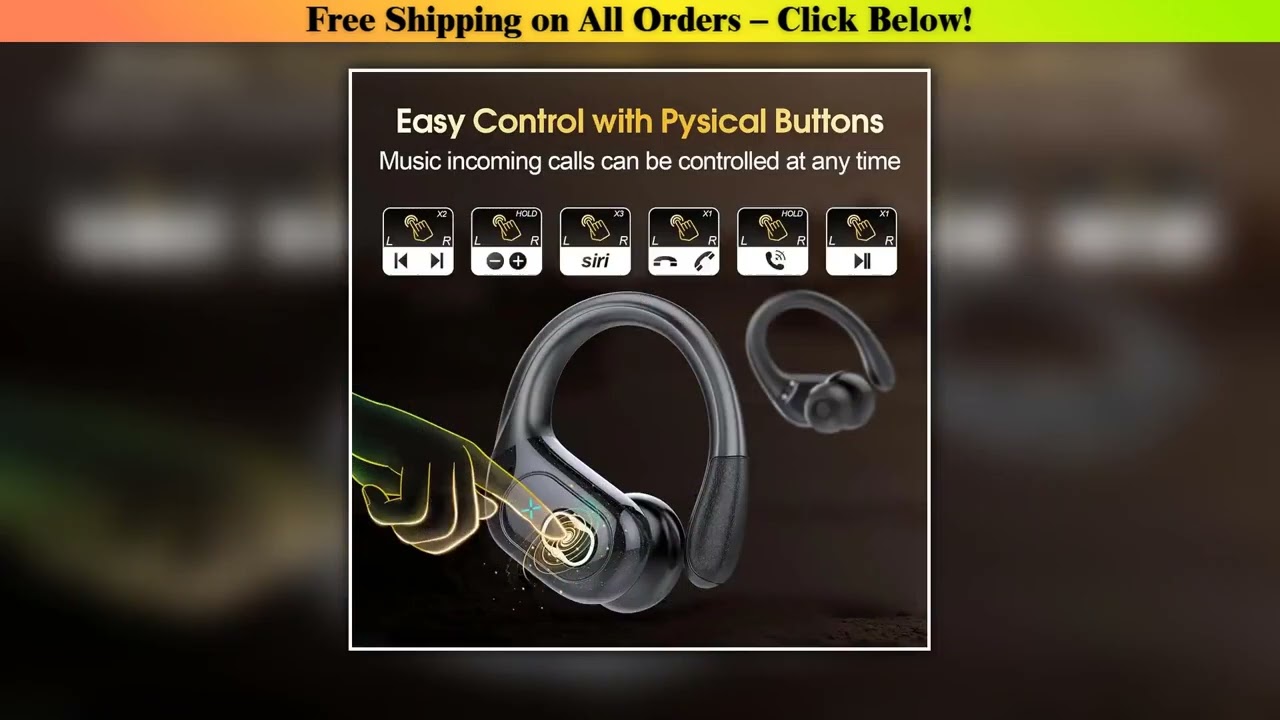 TWS Sports Earbuds Bluetooth 5.4 HIFI Bass Wireless Headphones LED Touch Hands-free Earphone Noise