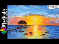 How to paint a SUNSET OVER WATER with ACRYLICS - EASY Sunset Painting | Acrylic Painting Tutorial