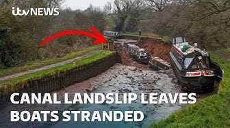Thumbnail for Major incident declared in Shropshire after landslip at canal leaves boats stranded | ITV News
