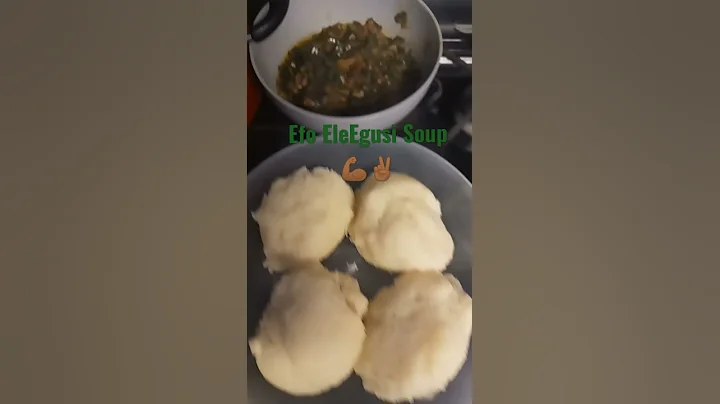 Egusi Soup with Pounded Yam.      Goat meat& Cow Skin&Crayfish