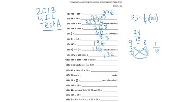 UIL Number Sense Test 2013 A