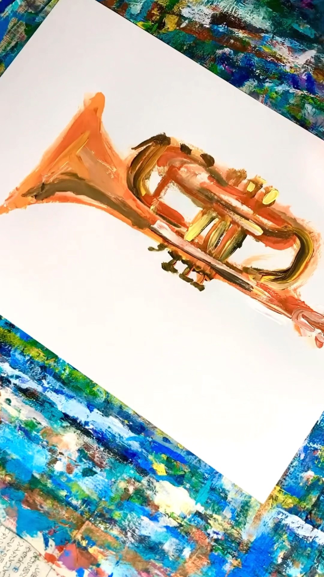 アクリル絵具】トランペットを描く🎺 #music #jazz #トランペット
