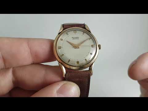 1955 1958 Rotary Maximus men's vintage watch with 9k gold case