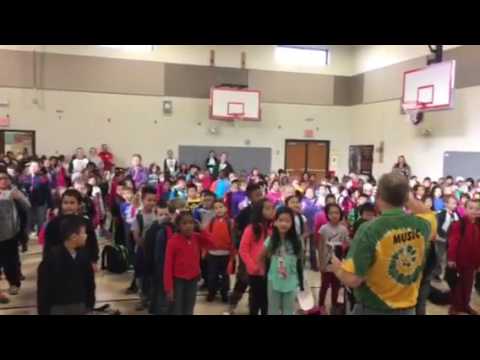 Samuelson Elementary School, Des Moines, Iowa, Singing School Song on VETERANS DAT