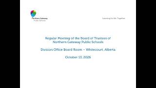 Regular Board Meeting October 13, 2026