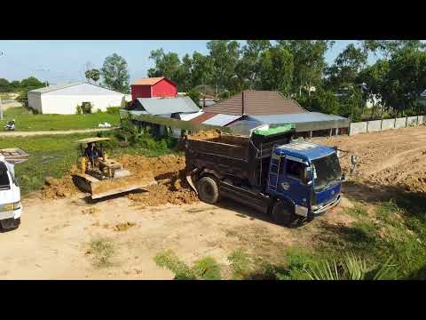Completed Building a pond with dozer recovery video Truck 5t land size 5x20m