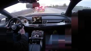 Audi A8L 4.2TDi vs Porsche Cayenne Onboard POV Real Life Story On German Autobahn L