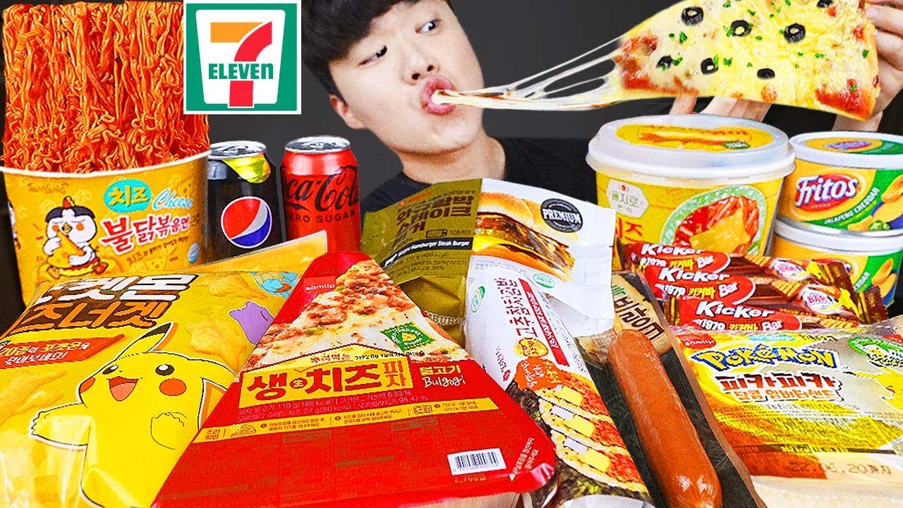 Текст) ASMR MUKBANG острый рамэн и хот-доги с сыром, пицца и ттеокбокки !! Корейский магазин