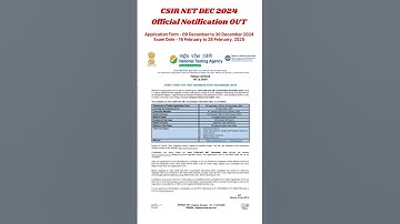 CSIR NET DEC 2024 Notification OUT | CSIR NET December 2024 exam date #csirnet
