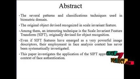 Final Year Projects 2015 | On the use of SIFT features for face authentication