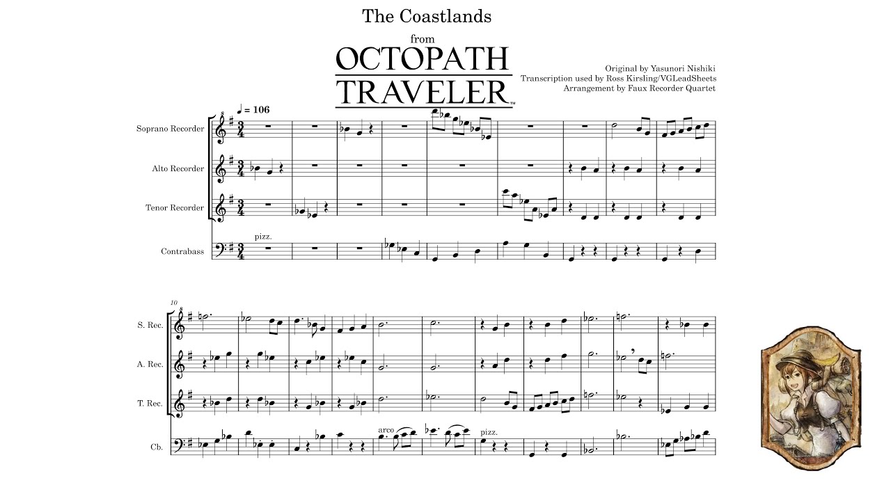 The Coastlands from Octopath Traveler - Faux Recorder Quartet Cover