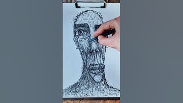 Abstract portrait in 60 seconds with a pen | Time-lapse drawing #shorts #abstract