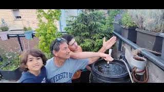 Culhane Kids light the Bierfass Biodigester