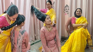 Two Rapunzels Hairplay 💫 | Long Hair Smelling & Gentle Hair Pulling | Relaxing Hair Love