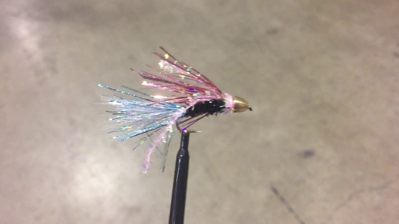 Fly fishing lure made with Kreinik holographic Flash YouTube