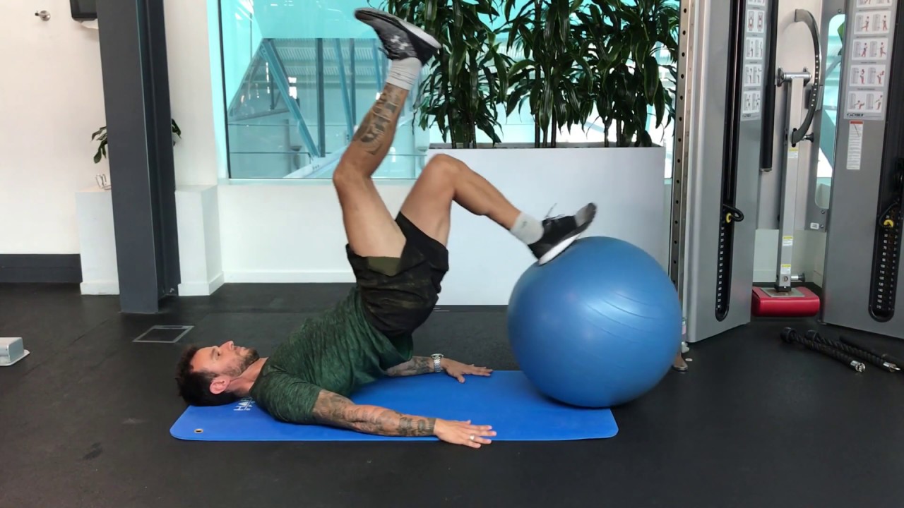 Floor Swiss Ball Single Leg Curl YouTube