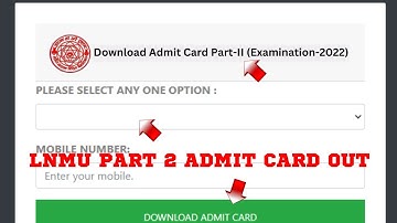 Lnmu Part 2 Admit Card 2022 Kaise Download Kare | Lnmu Part 2 Admit Card 2020-23 Download Kaise Kare