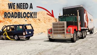 BeamNG Drive - Police vs BigRig #2  (Running For The Border)