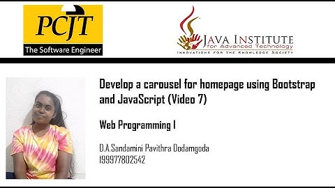 Develop a carousel for homepage using Bootstrap and JavaScript  (Video 07)