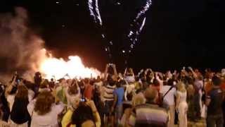 Firework Display On The Beach. Salou, Spain