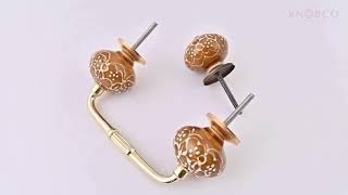 Celebrity Brown Ceramic Cabinet Knob with Cracked Embossed Design BPCK 246 Profile