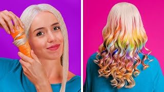 NATURAL RAINBOW HAIR DYE | Stunning Beauty Tricks And Trendy Makeup Hacks