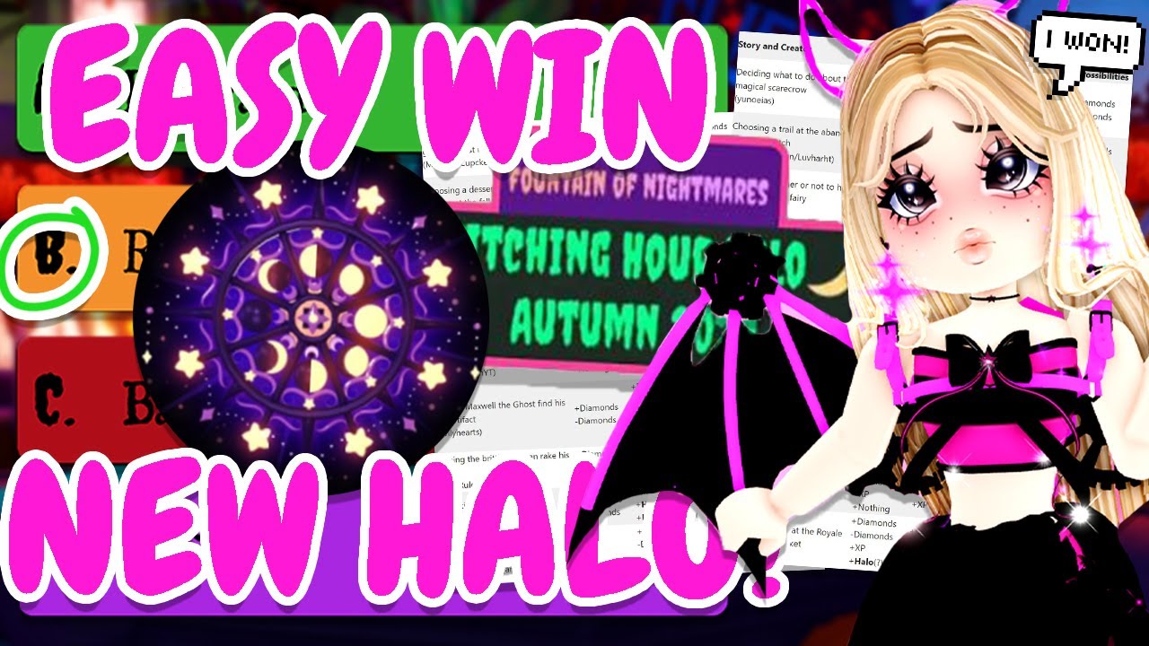 ANSWERS* How to WIN the New Halo! 🎃 Royale High Halloween Halo Fountain  Story Halloween Update 2022 