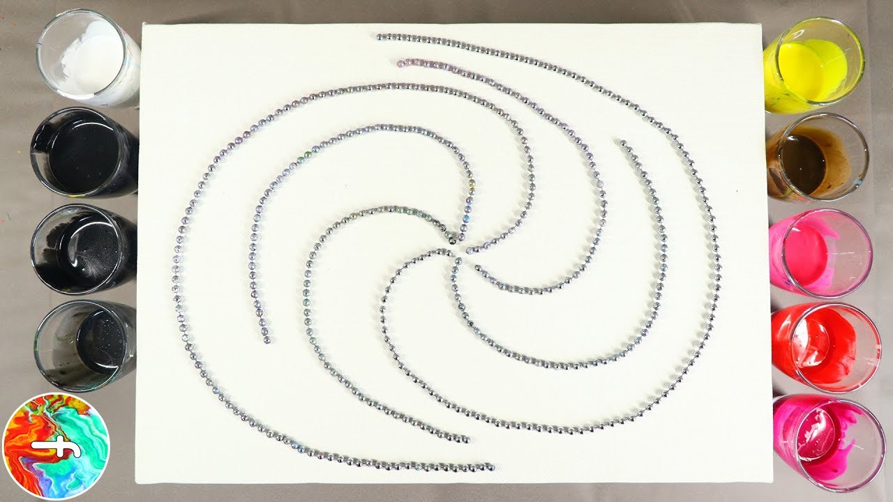 Acrylic pouring Starburst with chain - Chain pull technique ...