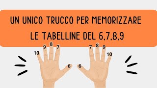 Trucco per memorizzare le tabelline del sei, sette, otto e nove (trucco con le dita)