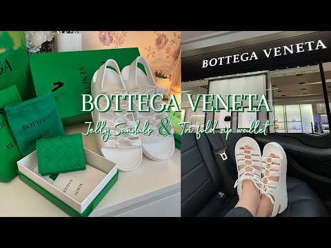 ✨ミ🍏 unbox bottega veneta | jelly sandals and trifold zip wallet ˖° 💚
