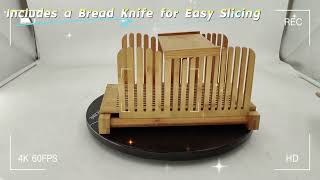 Bread Slicer for Homemade Bread, Bamboo Bread Cutter with Knife, Foldable Slicing Guide#breadslicer