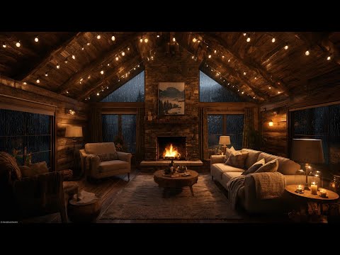 Cozy Rainy Cabin Night with Fireplace 🌧️🔥 Relaxing Ambience for Deep Sleep, Focus & Meditation