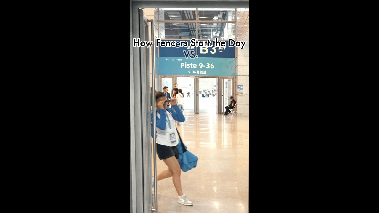 How fencers start the day🔋🤺 vs. how they end the day 😴