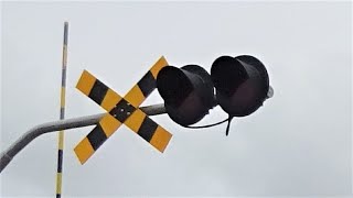 【踏切】JR東金線　オーバーハングの警報灯が変な配置の踏切 (Railroad crossing in Japan)