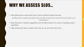 Basics of Student Learning Outcomes 1