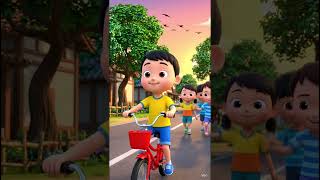 Village Bicycle Ride 🚲🌿#cartoon #village #kids #bicycle #animation #funny #reels #shorts #3dcartoon