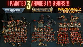 I painted 3 ENTIRE WARHAMMER ARMIES in 99 hours! Chaos Khorne Daemons!