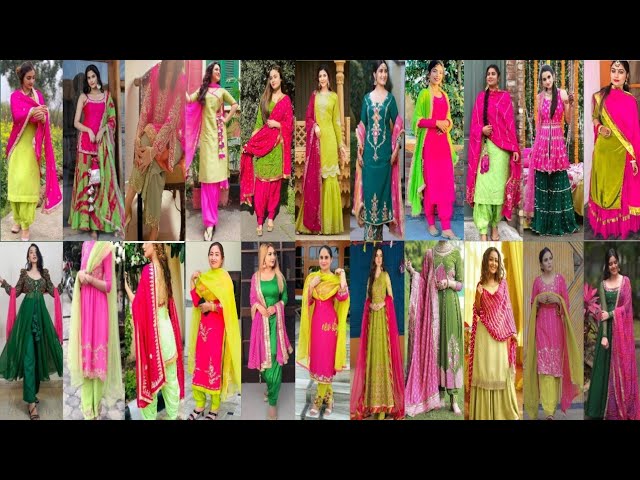 Simple And Stylish Pink And Green Colour Combination Punjabi Suit Designing Ideas For Girl's 2024 Simple And Stylish Pink And Green Colour Combination Punjabi Suit Designing Ideas For Girl's 2024