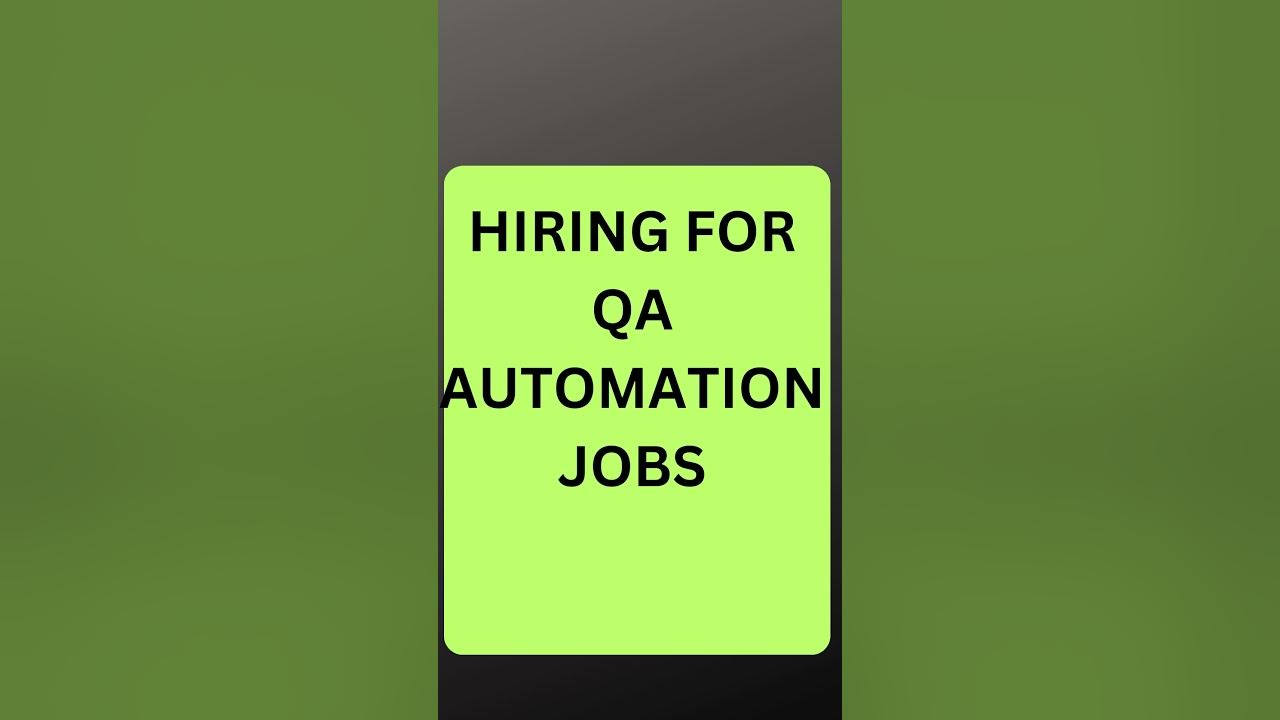Testing Jobs QA Jobs rdautomationlearning YouTube