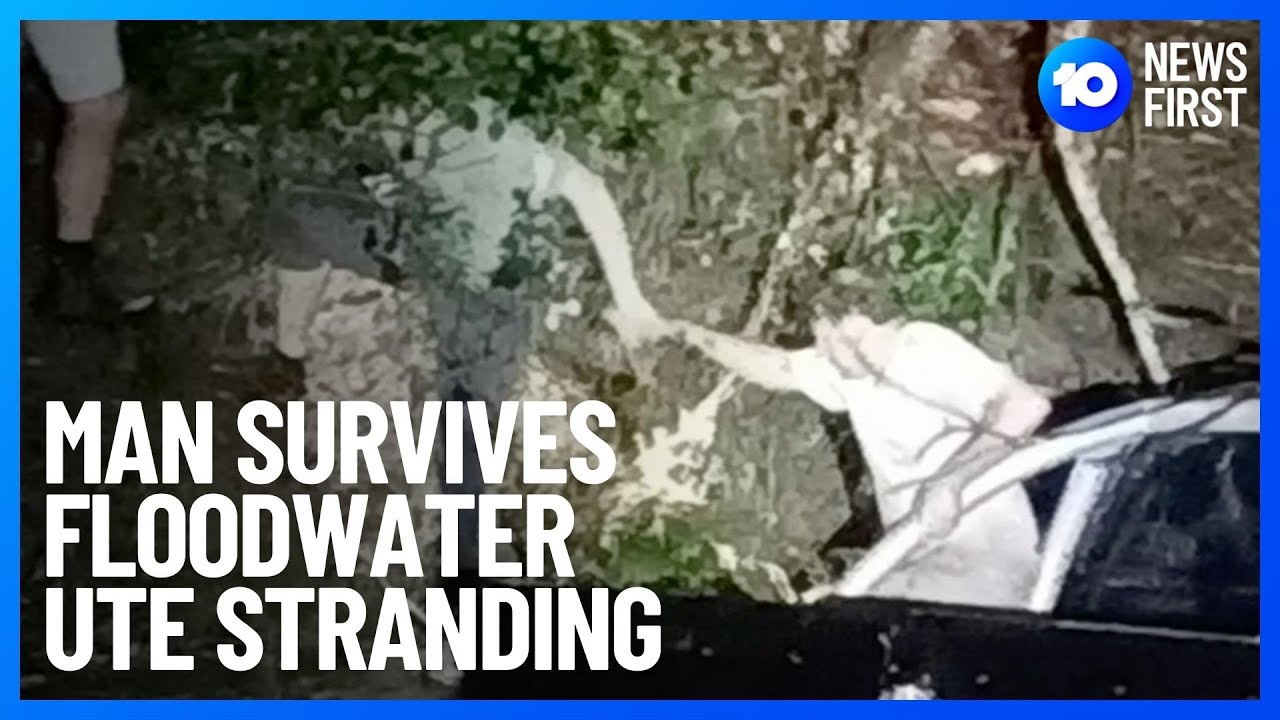 Man Pulled From QLD Floodwaters | 10 News First - YouTube
