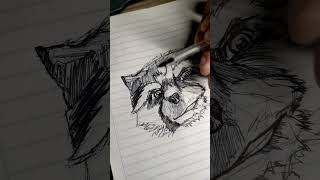 SKETCH  de ROCKET RACCOON - GUARDIANS OF THE GALAXY usando solo un BOLÍGRAFO - TIMELAPSE
