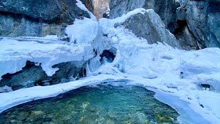 Тункинская долина, Аршан, Кынгарга. Замерзший водопад. Март 2025