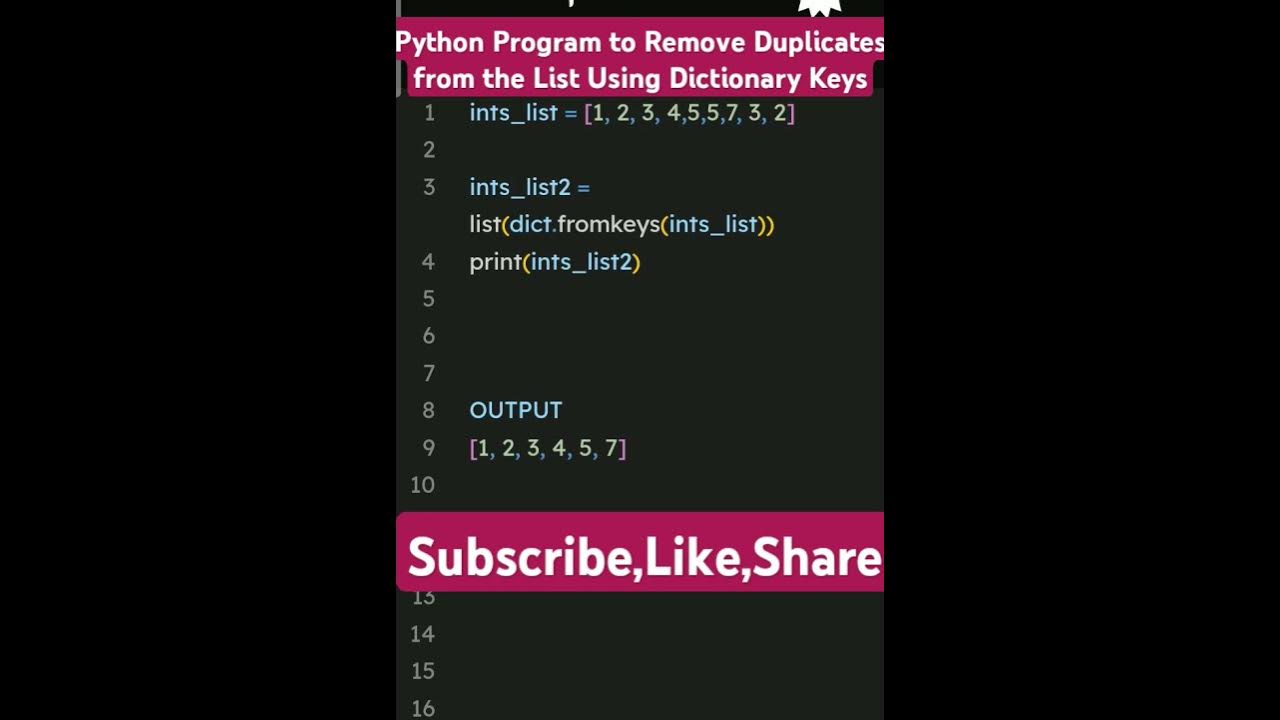 Python Program to Remove Duplicates from the List Using Dictionary Keys ...