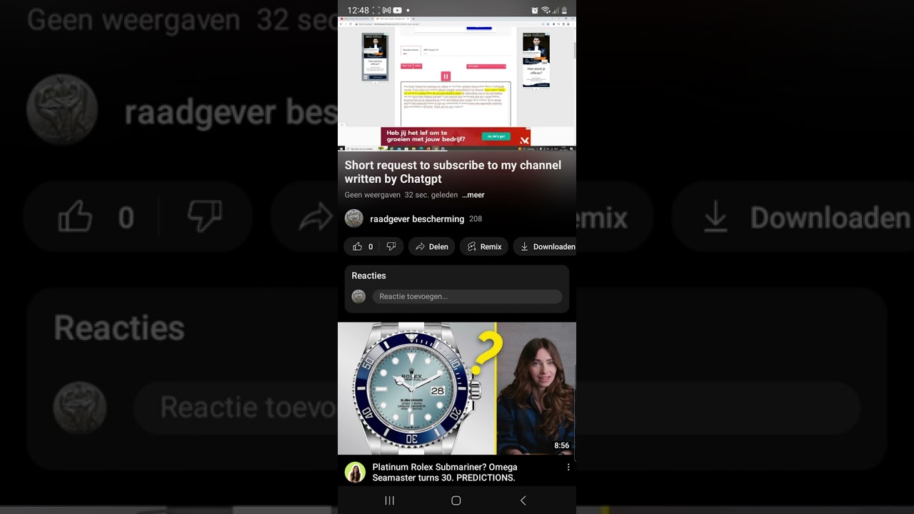 Chatgpt created tekst to subscribe to my channel