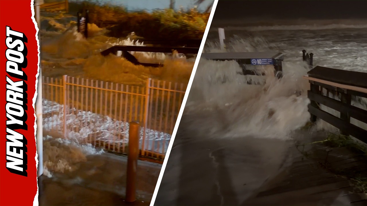 Intense Moment as Floodwaters Rush Into Yard Ahead of Hurricane Isaias