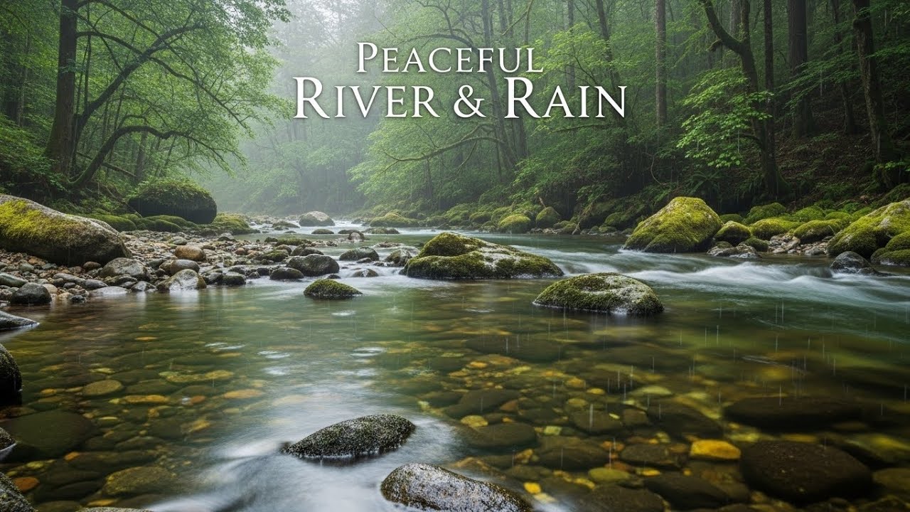 Relaxing Steady Rainfall with Quiet River Ambience for Better Sleep and Calm Mind