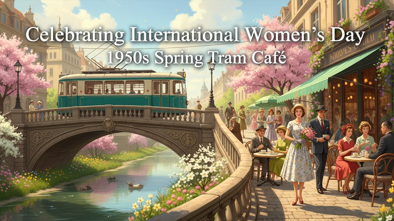 Spring Café by the Tram 🚃 | Celebrating International Women's Day with 1950s Sinatra Style
