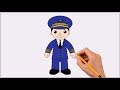 How to Draw a Pilot Step by Step Easy | Coloring Book Page and Drawing Learn Colors For Kids