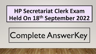 HP Secretariat Clerk 2022 Answer Key | Post Code 962 | CivilsTap Himachal